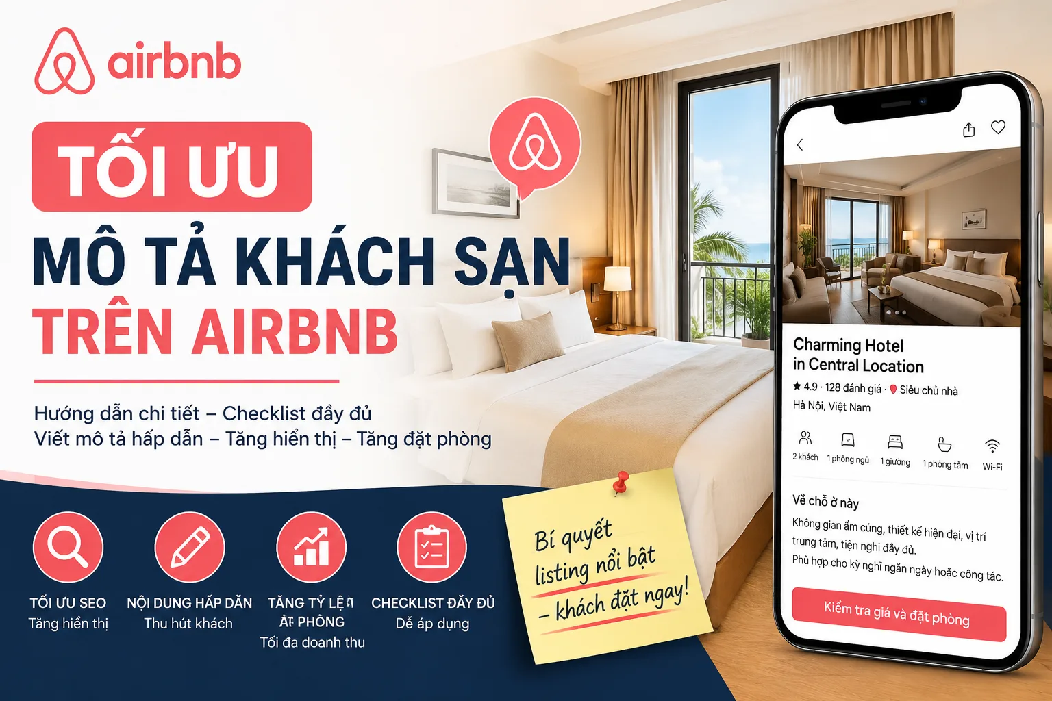 Tối ưu mô tả khách sạn trên Airbnb: Hướng dẫn viết rõ, đúng và thuyết phục khách đặt phòng