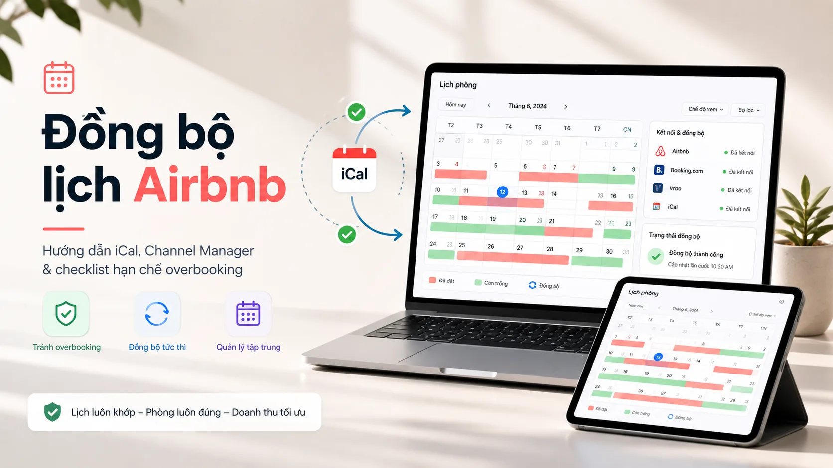 Đồng bộ lịch Airbnb: hướng dẫn iCal, Channel Manager và checklist hạn chế overbooking