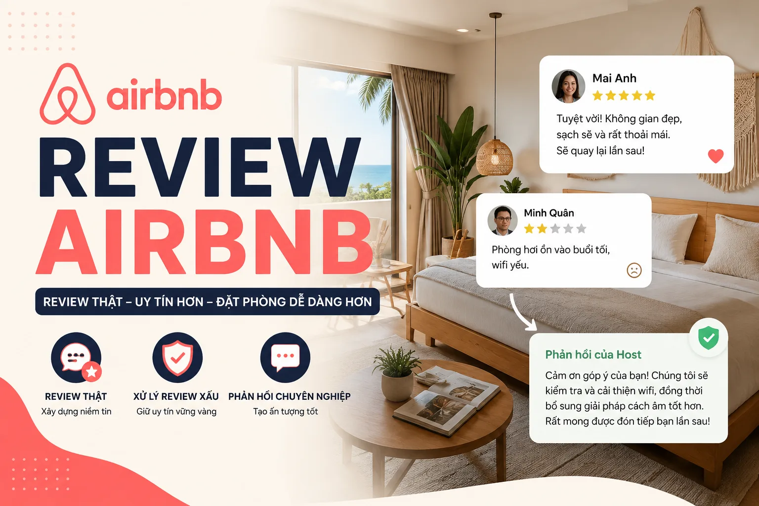 Review Airbnb: Cách xây dựng đánh giá thật, xử lý review xấu và phản hồi hiệu quả