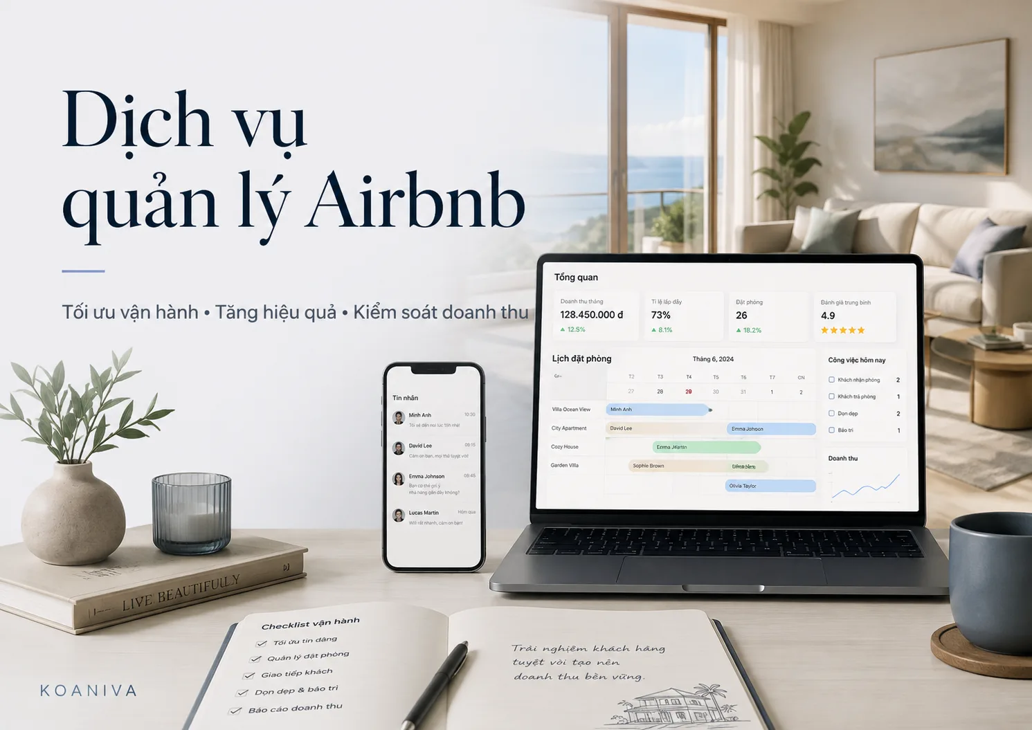 Dịch vụ quản lý Airbnb: Hướng dẫn vận hành, tối ưu doanh thu và checklist lựa chọn