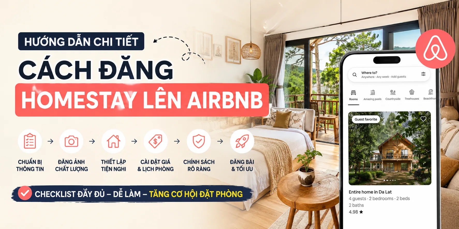 Cách đăng homestay lên Airbnb: Hướng dẫn đầy đủ cho người mới