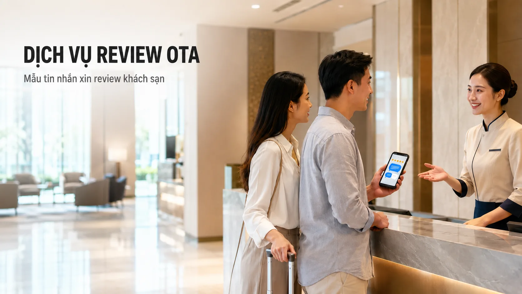 Dịch vụ review OTA và mẫu tin nhắn xin review khách sạn tự nhiên, đúng thời điểm