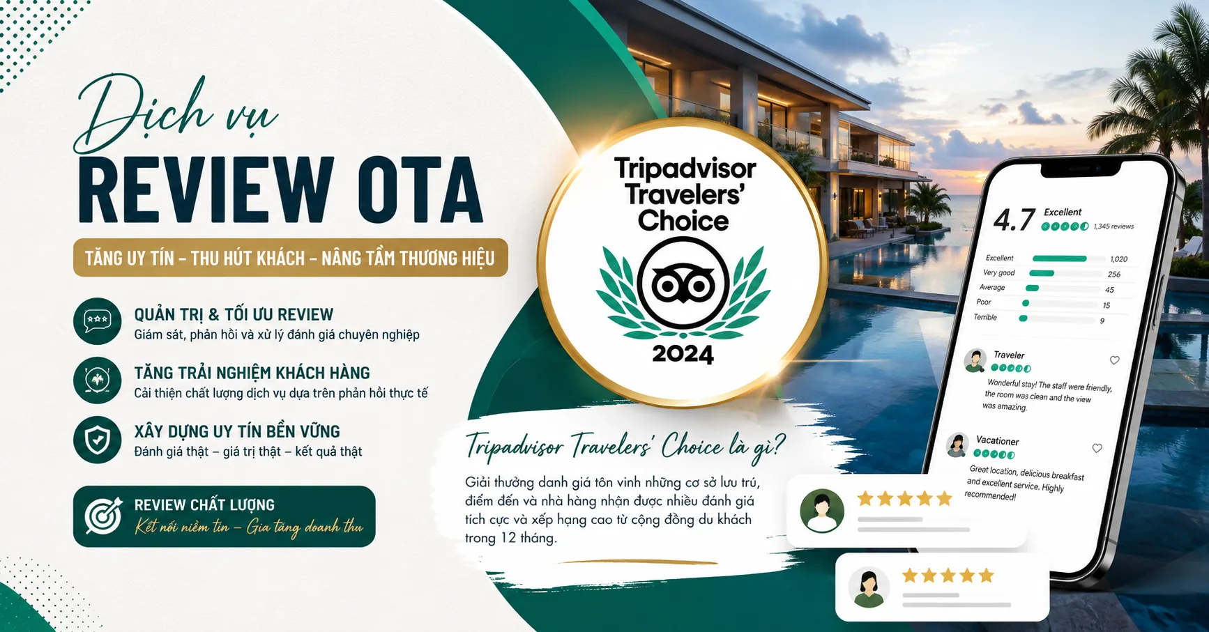Dịch vụ review OTA: Quản trị đánh giá khách sạn và Tripadvisor Travelers’ Choice là gì?