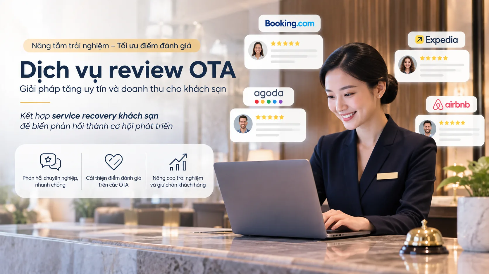 Dịch vụ review OTA: Quản trị đánh giá và service recovery khách sạn đúng cách
