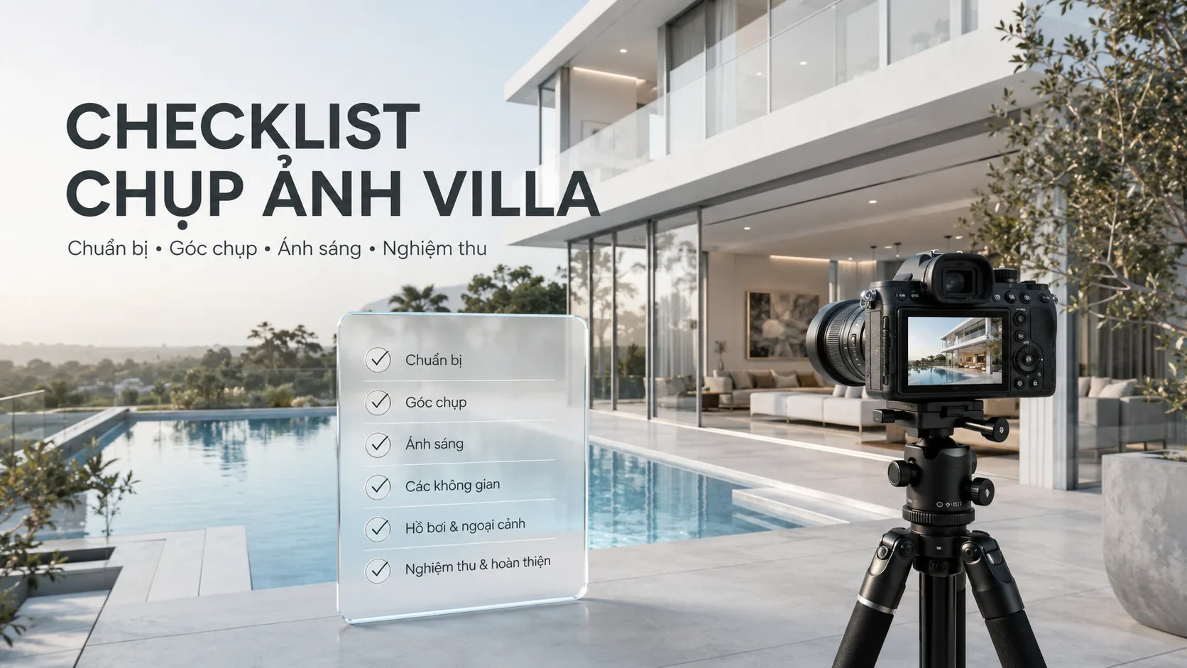 Checklist chụp ảnh villa đầy đủ từ chuẩn bị đến nghiệm thu