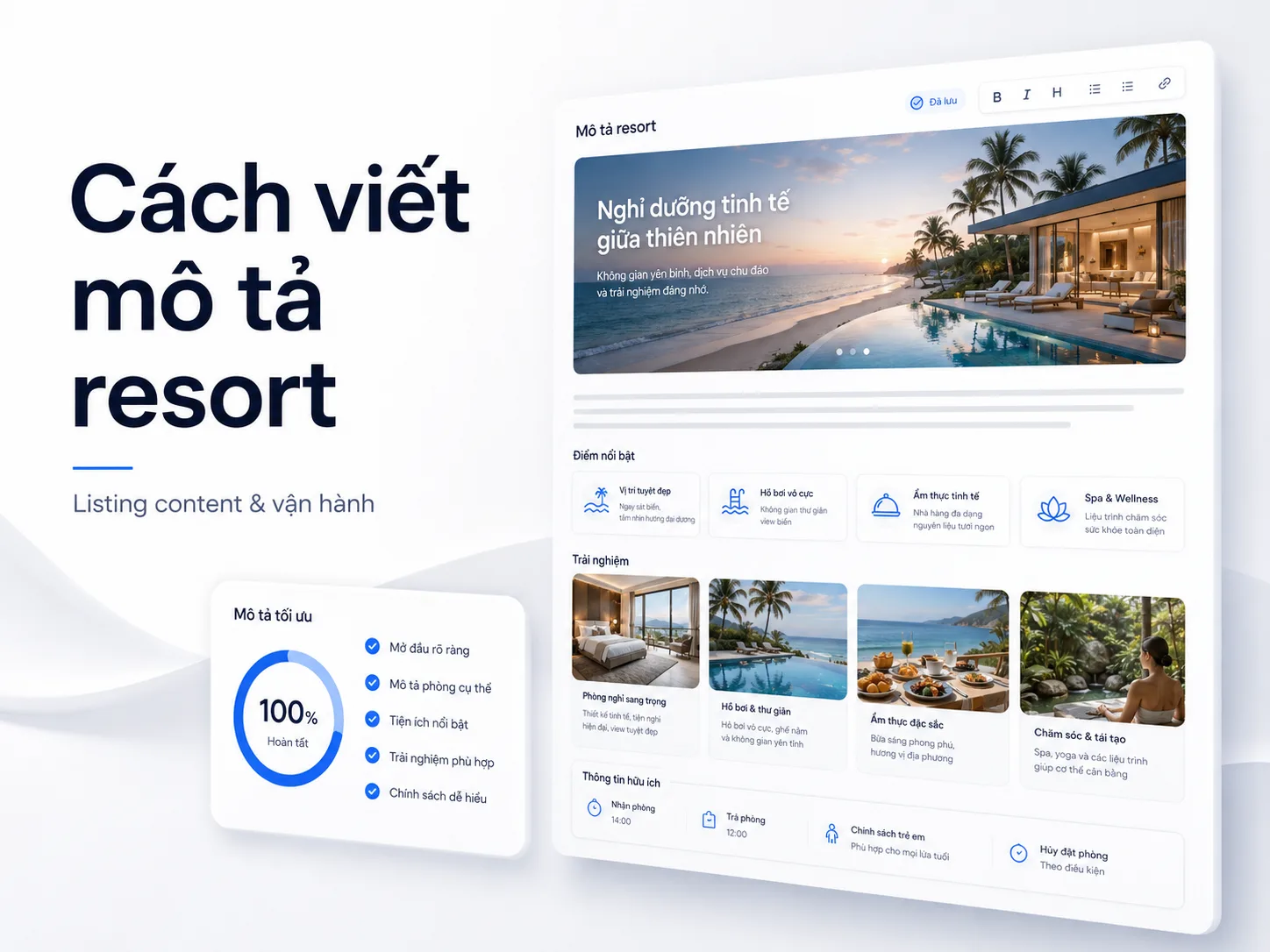 Cách viết mô tả resort: Hướng dẫn chuẩn SEO và checklist thực tế