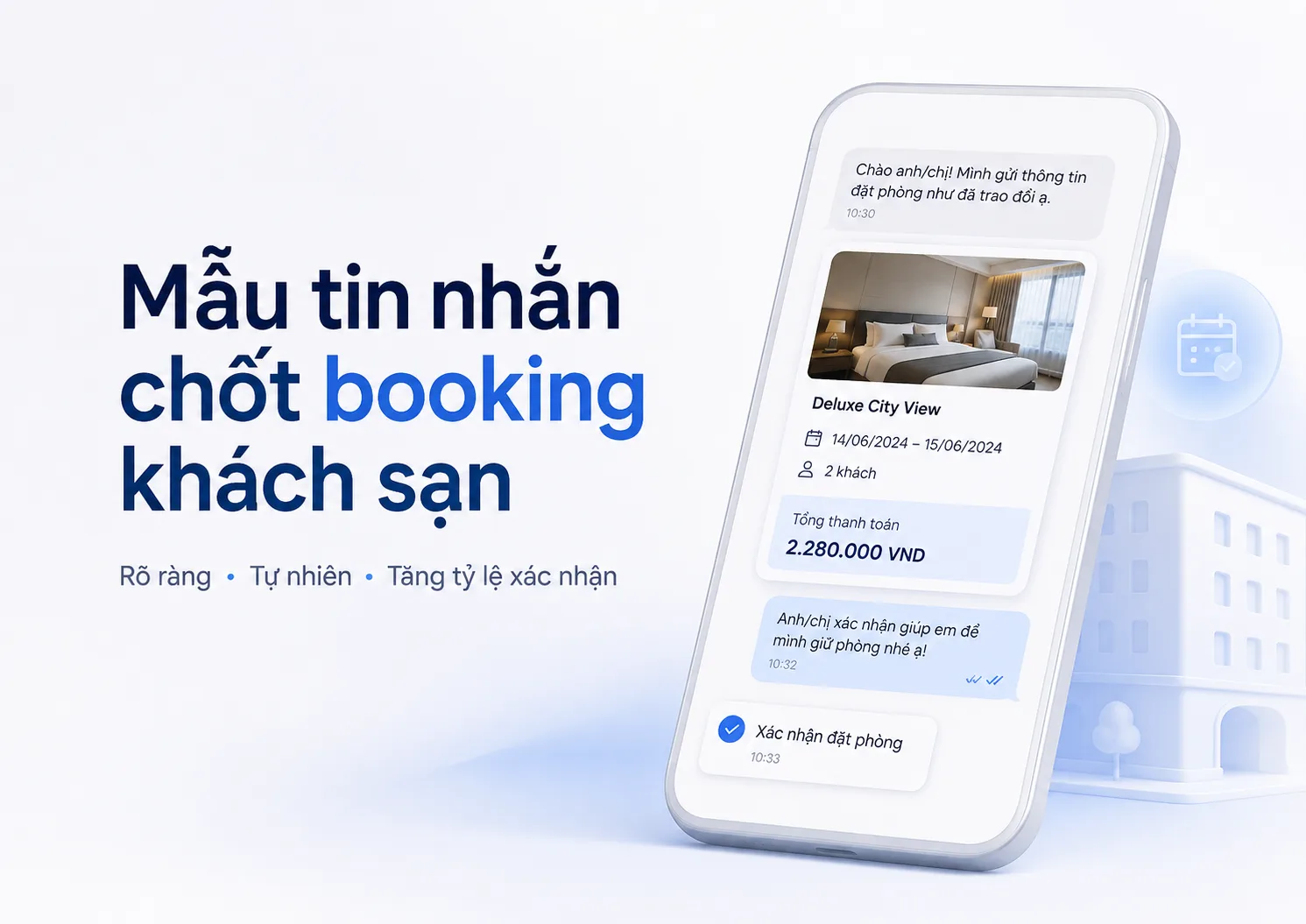 Mẫu tin nhắn chốt booking khách sạn: cách nhắn rõ ràng, tự nhiên và tăng tỷ lệ xác nhận