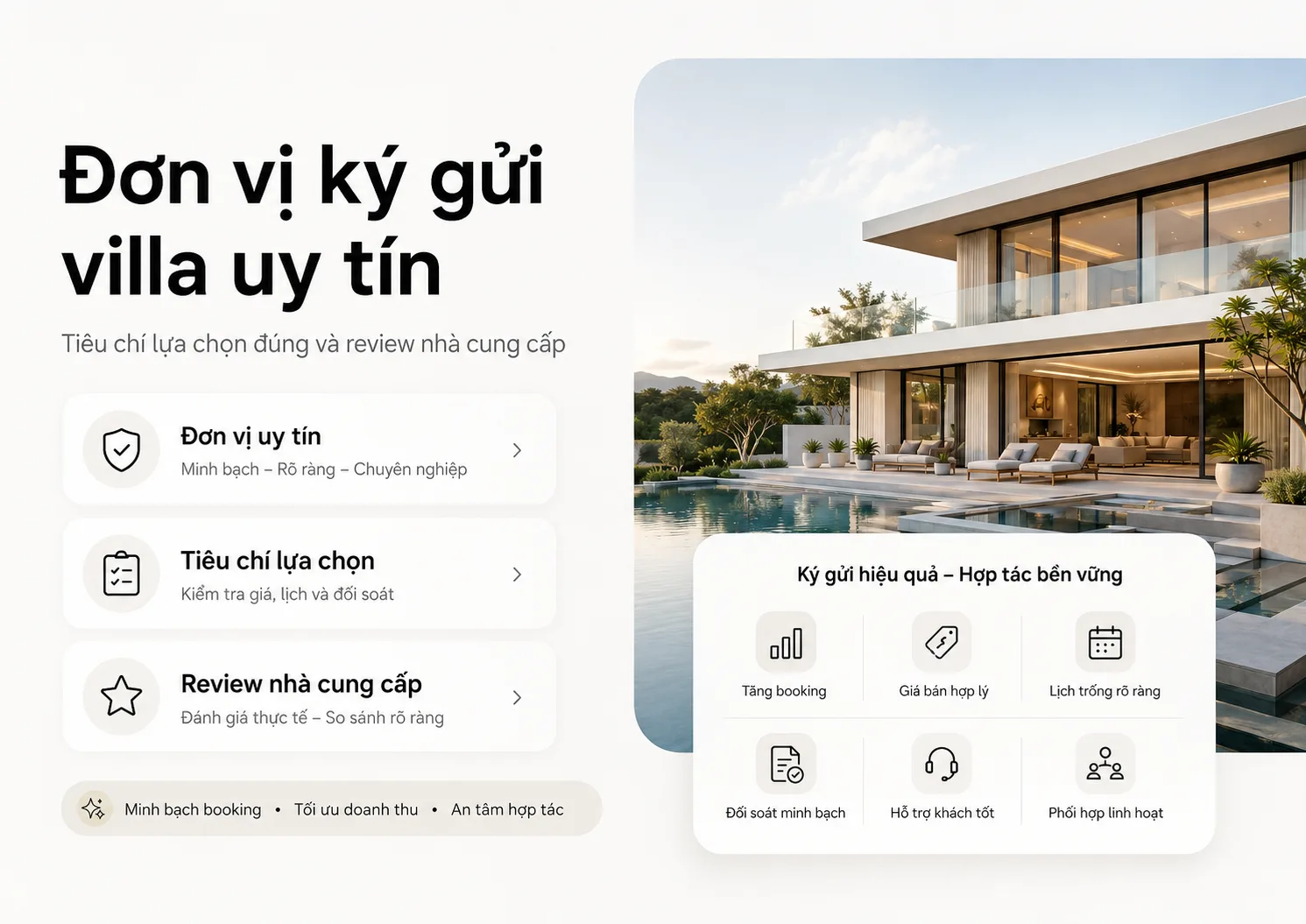 Đơn vị ký gửi villa uy tín: Tiêu chí lựa chọn đúng