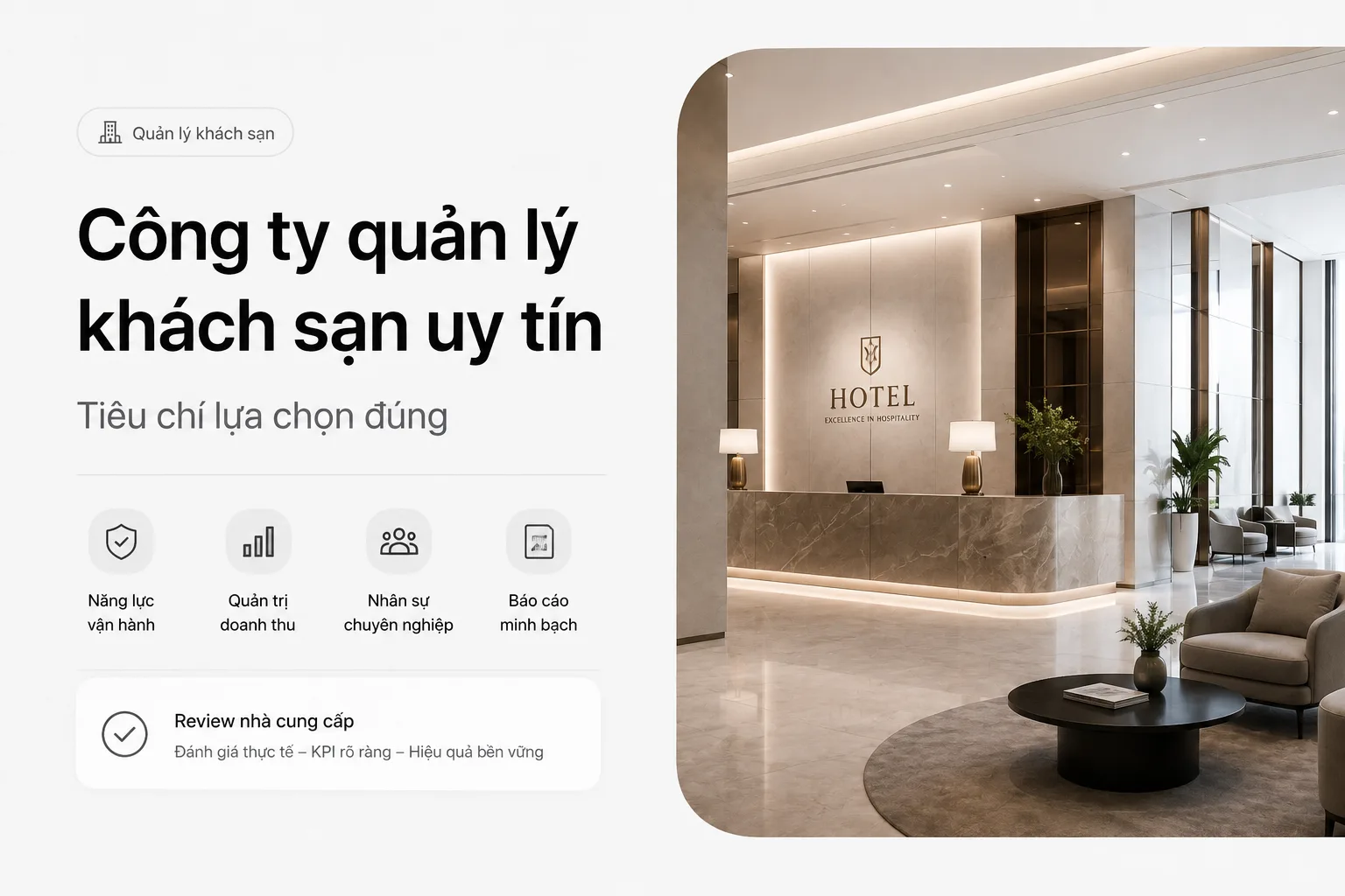 Công ty quản lý khách sạn uy tín: Tiêu chí lựa chọn đúng