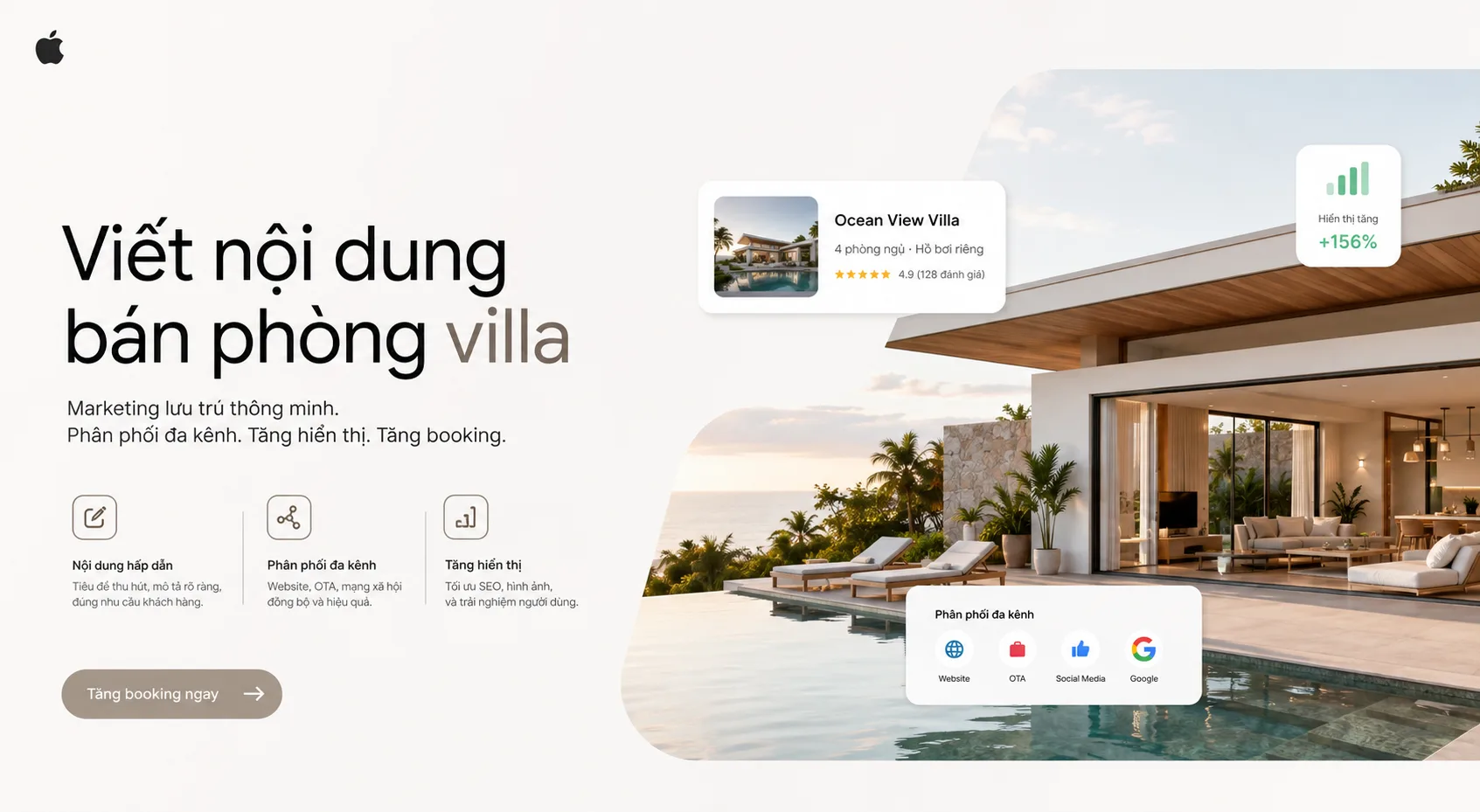 Viết nội dung bán phòng villa: Cách xây dựng nội dung tăng hiển thị và hỗ trợ chuyển đổi