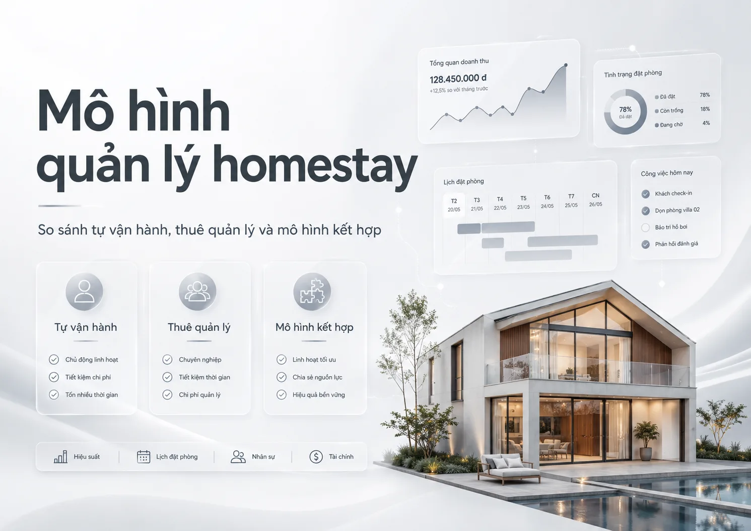 Mô hình quản lý homestay: So sánh tự vận hành, thuê quản lý và mô hình kết hợp