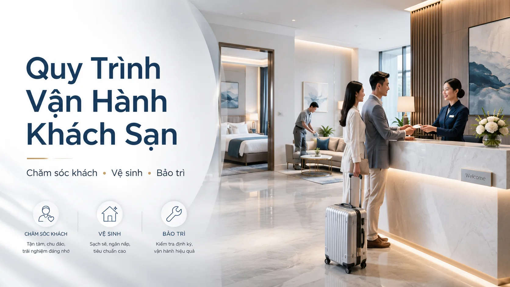 Quy trình vận hành khách sạn: Hướng dẫn từ đặt phòng đến chăm sóc khách và bảo trì