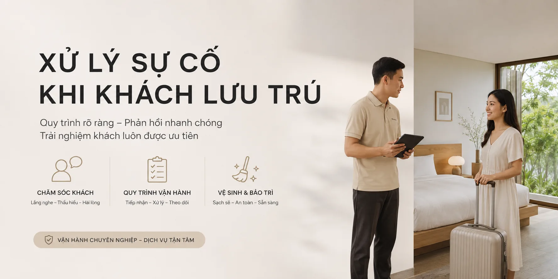 Xử lý sự cố khi khách lưu trú: quy trình vận hành từ tiếp nhận đến khắc phục