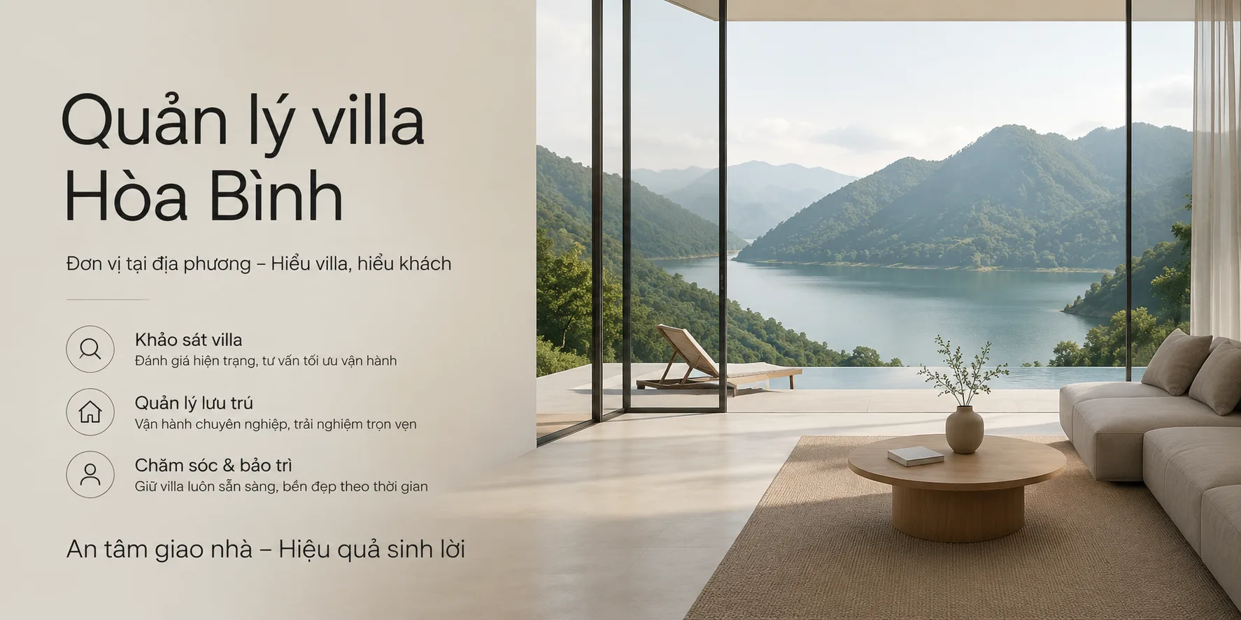 Quản lý villa Hòa Bình: Từ khảo sát tài sản đến vận hành lưu trú hiệu quả