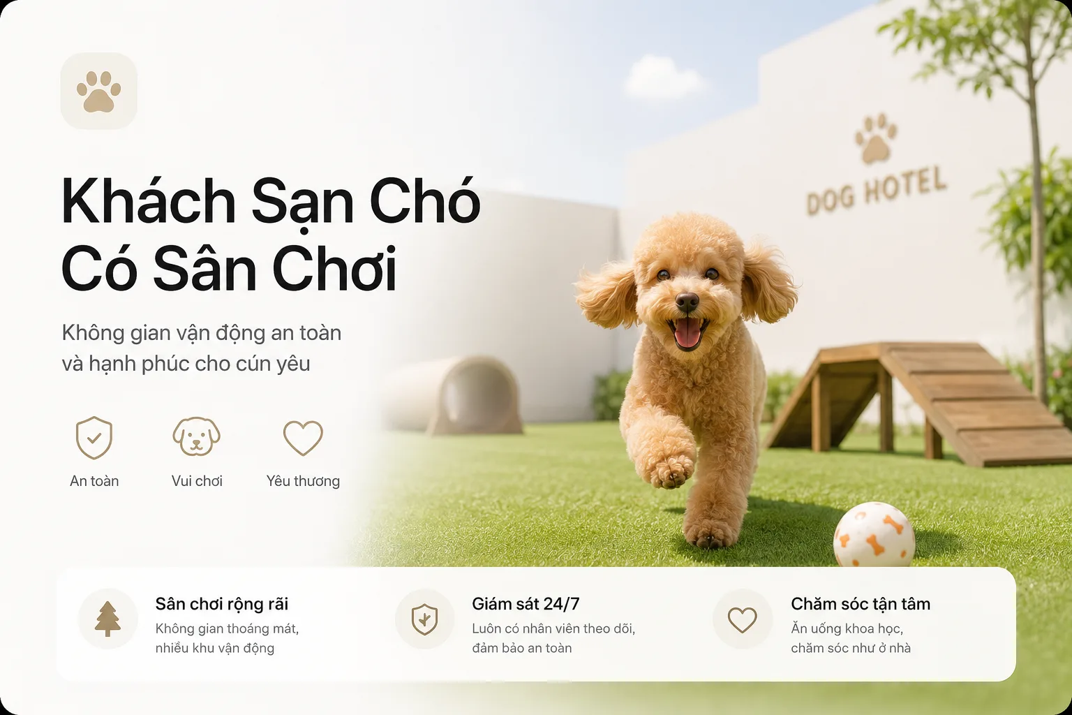 Khách Sạn Chó Có Sân Chơi: Không Gian Vận Động An Toàn Cho Cún