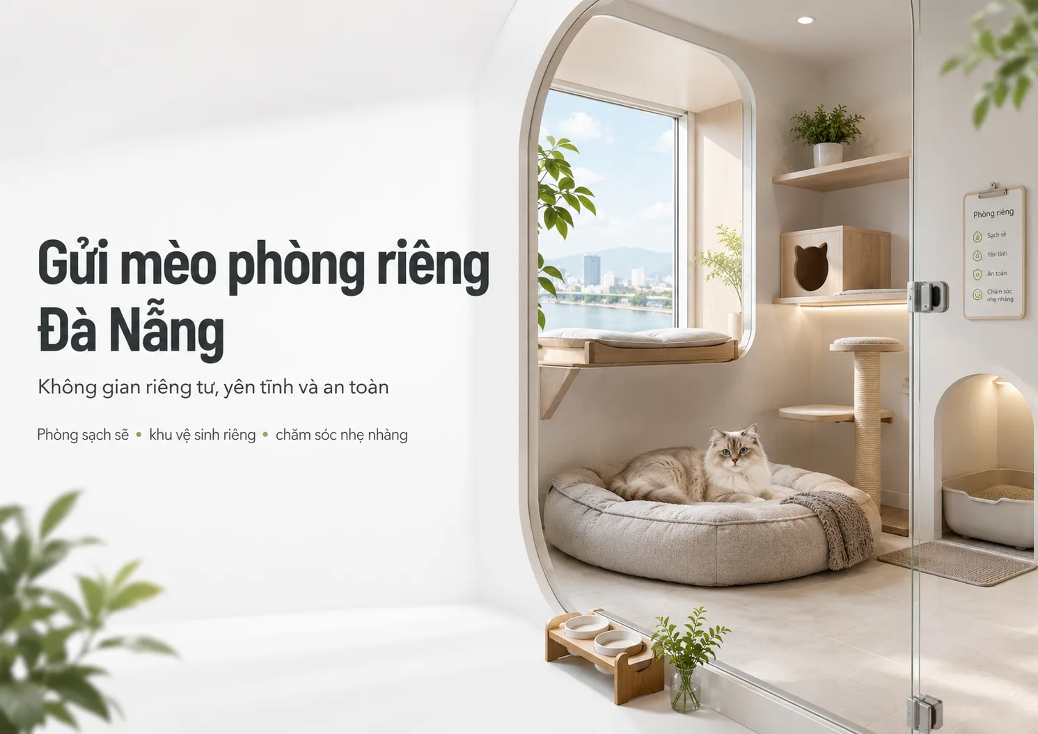 Gửi mèo phòng riêng Đà Nẵng – Không gian riêng tư, yên tĩnh và an toàn