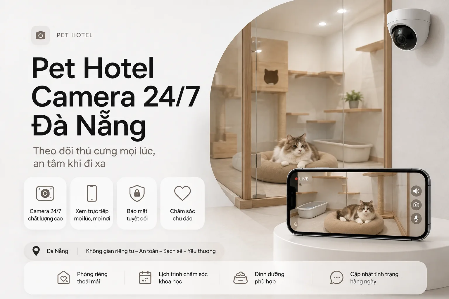 Pet Hotel Camera 24/7 Đà Nẵng – Theo dõi thú cưng mọi lúc, an tâm khi đi xa
