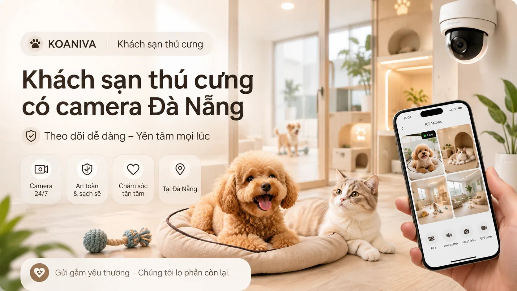 Khách sạn thú cưng có camera Đà Nẵng: Gửi chó mèo an tâm hơn