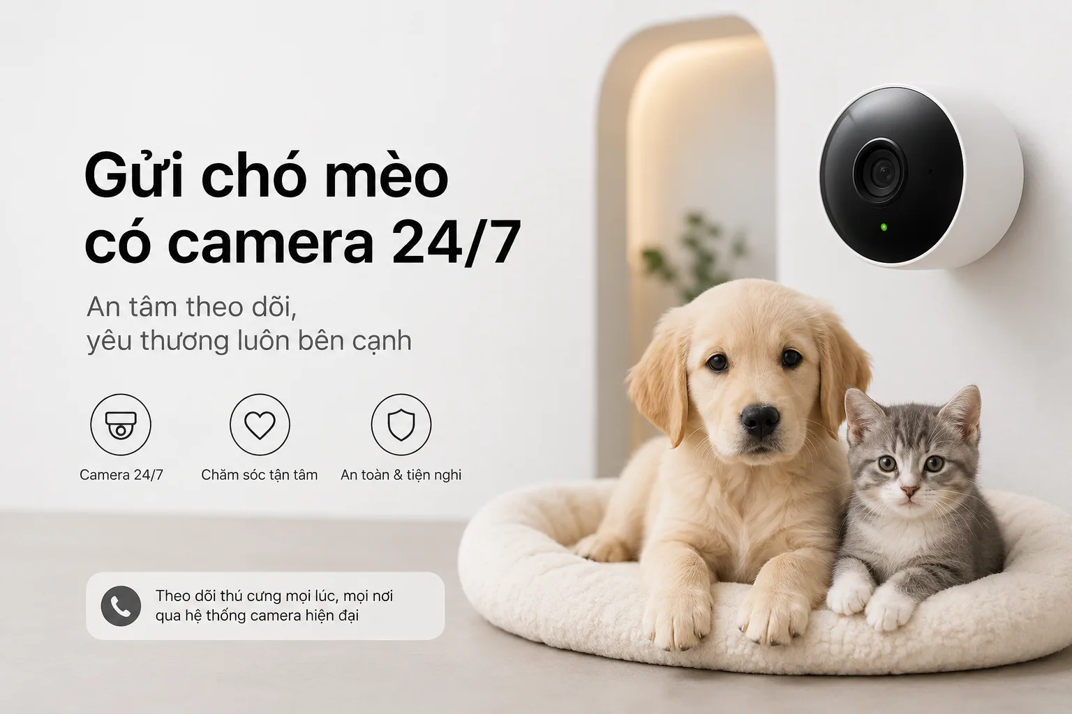 Gửi chó mèo có camera 24/7: An tâm theo dõi thú cưng mọi lúc