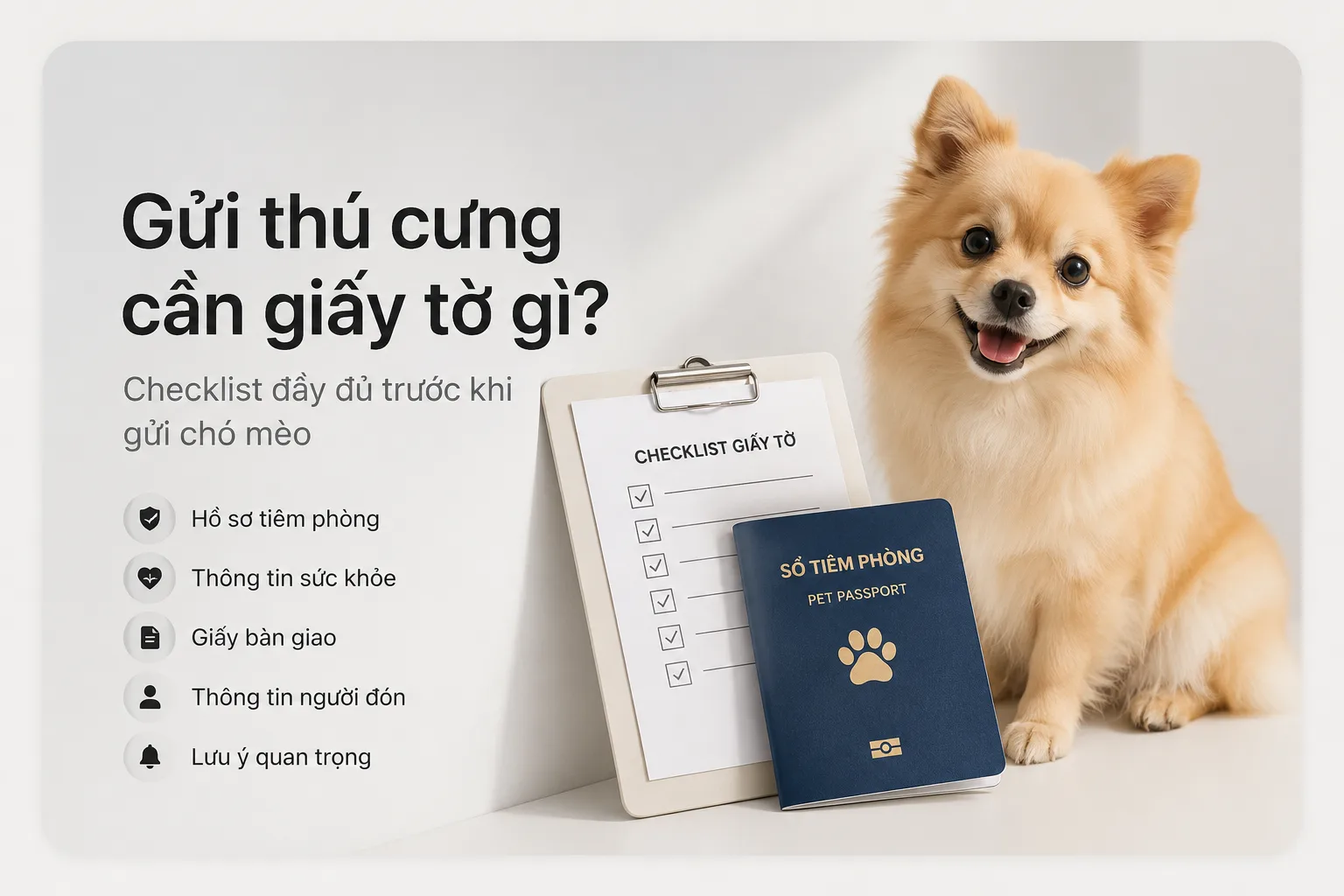 Gửi thú cưng cần giấy tờ gì? Checklist đầy đủ trước khi gửi chó mèo