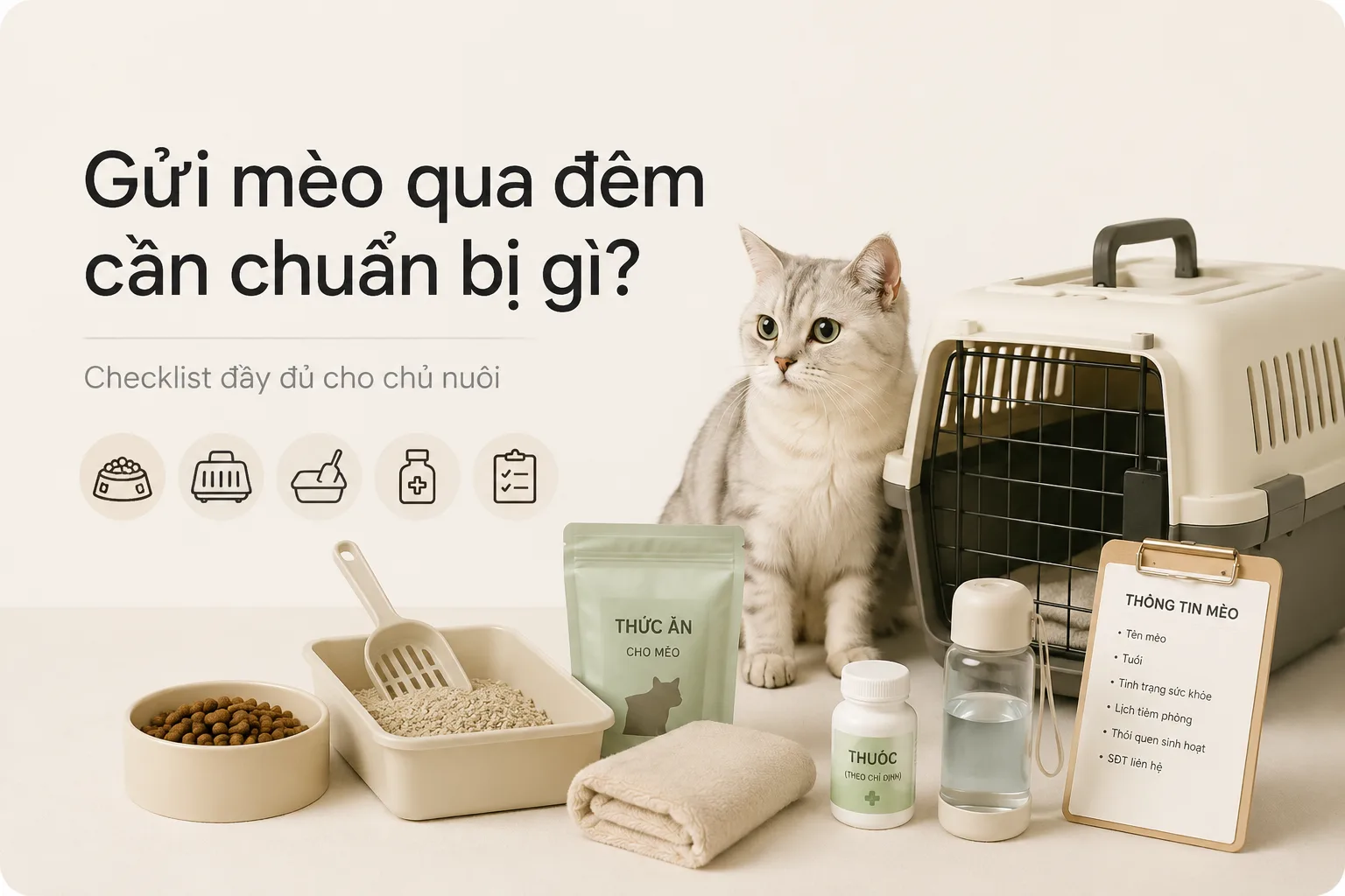 Gửi mèo qua đêm cần chuẩn bị gì? Checklist đầy đủ cho chủ nuôi