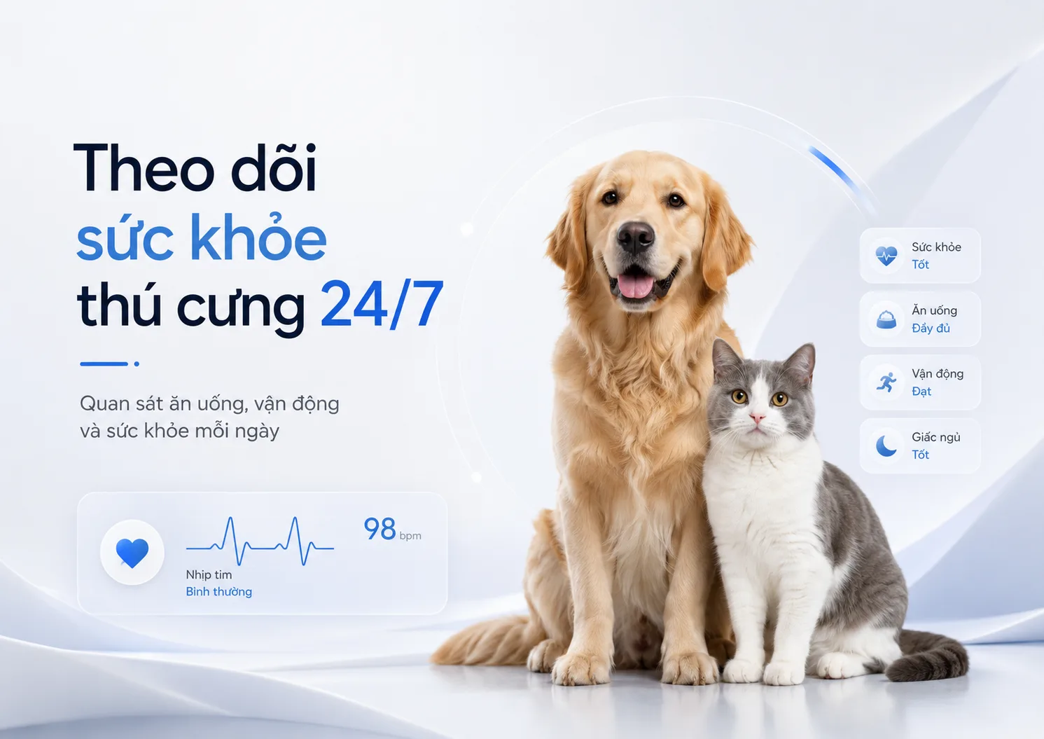 Theo dõi sức khỏe thú cưng 24/7: Cần theo dõi gì để chó mèo luôn an toàn?