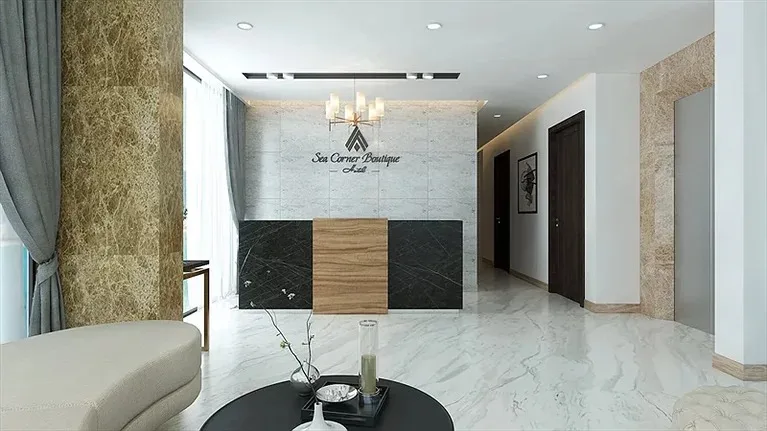 Sảnh lễ tân hiện đại tại Menora Premium Da Nang.
