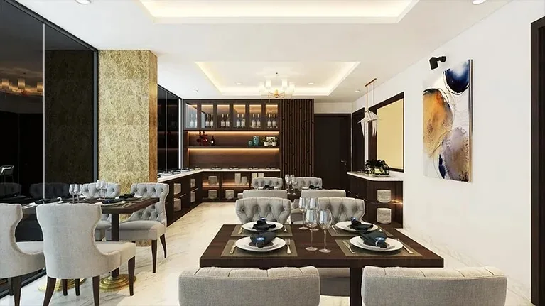Khu vực nhà hàng phục vụ nhu cầu ăn uống của khách lưu trú.